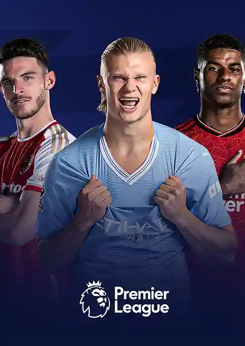 Premier League weekends (English top-flight matches in your IPTV subscription, every Saturday and midweek round.) — illustrative IPTV artwork, available through an IPTV subscription