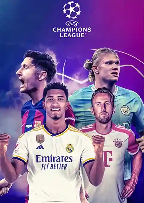 UEFA Champions League nights (The league phase through finals across the group and knockout stages.) — illustrative IPTV artwork, available through an IPTV subscription